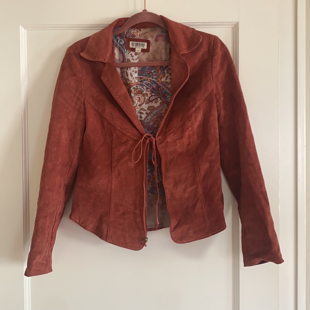 Vintage red lightweight leather jacket